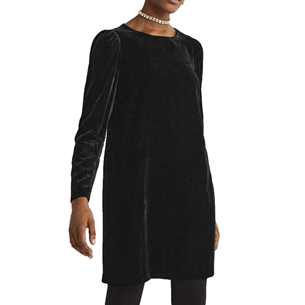 BODEN Women's Velvet Open Back Mini Dress Size 6 Black
